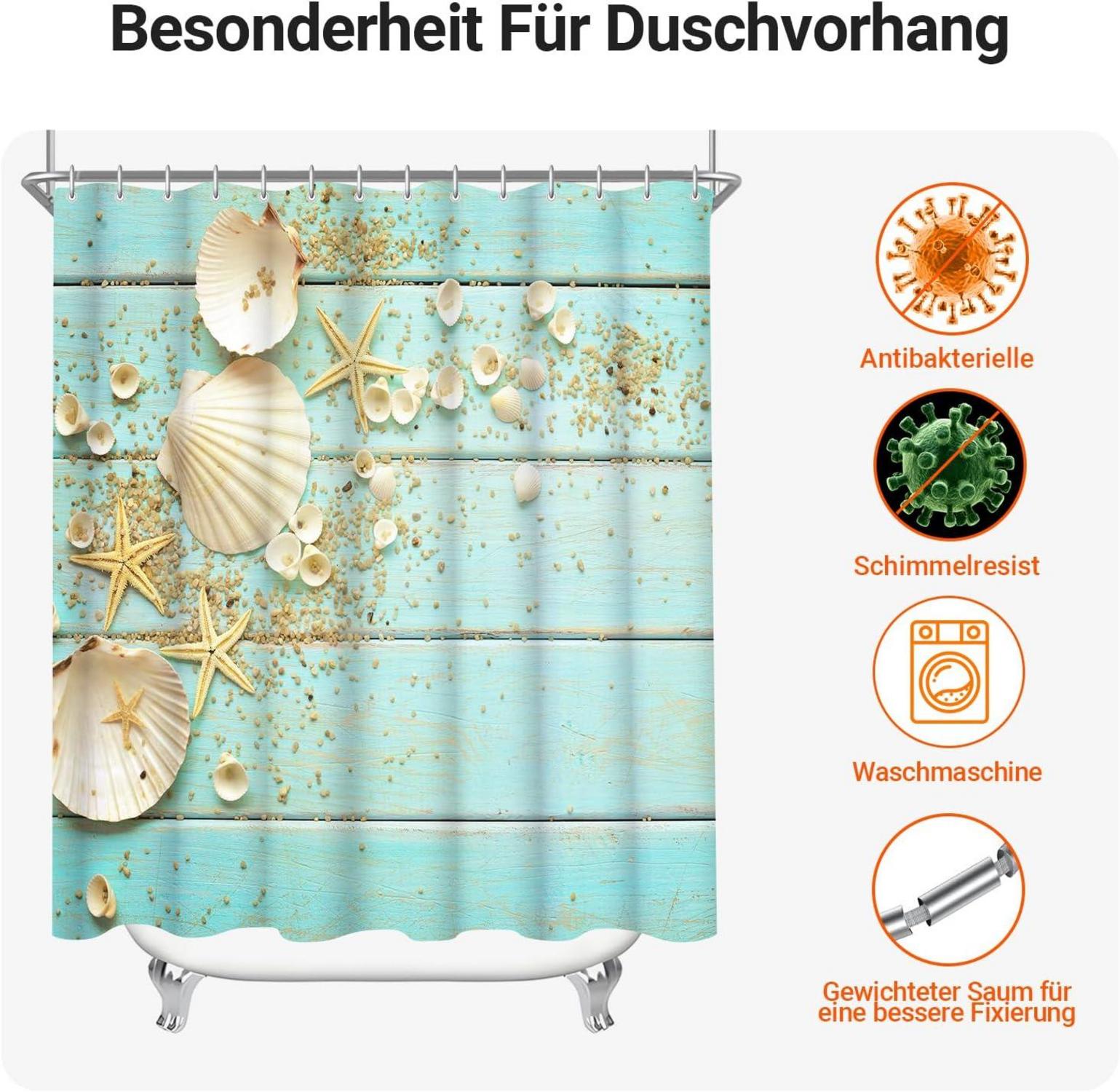 Lerores Duschvorhang 150x180cm, Schale Anti-Schimmel Textil, Wasserabweisend