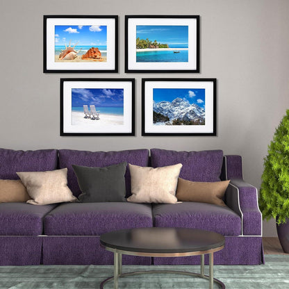 Kollyseek Bilderrahmen 30x40cm Echtholz Passepartout Acrylglas Schwarz
