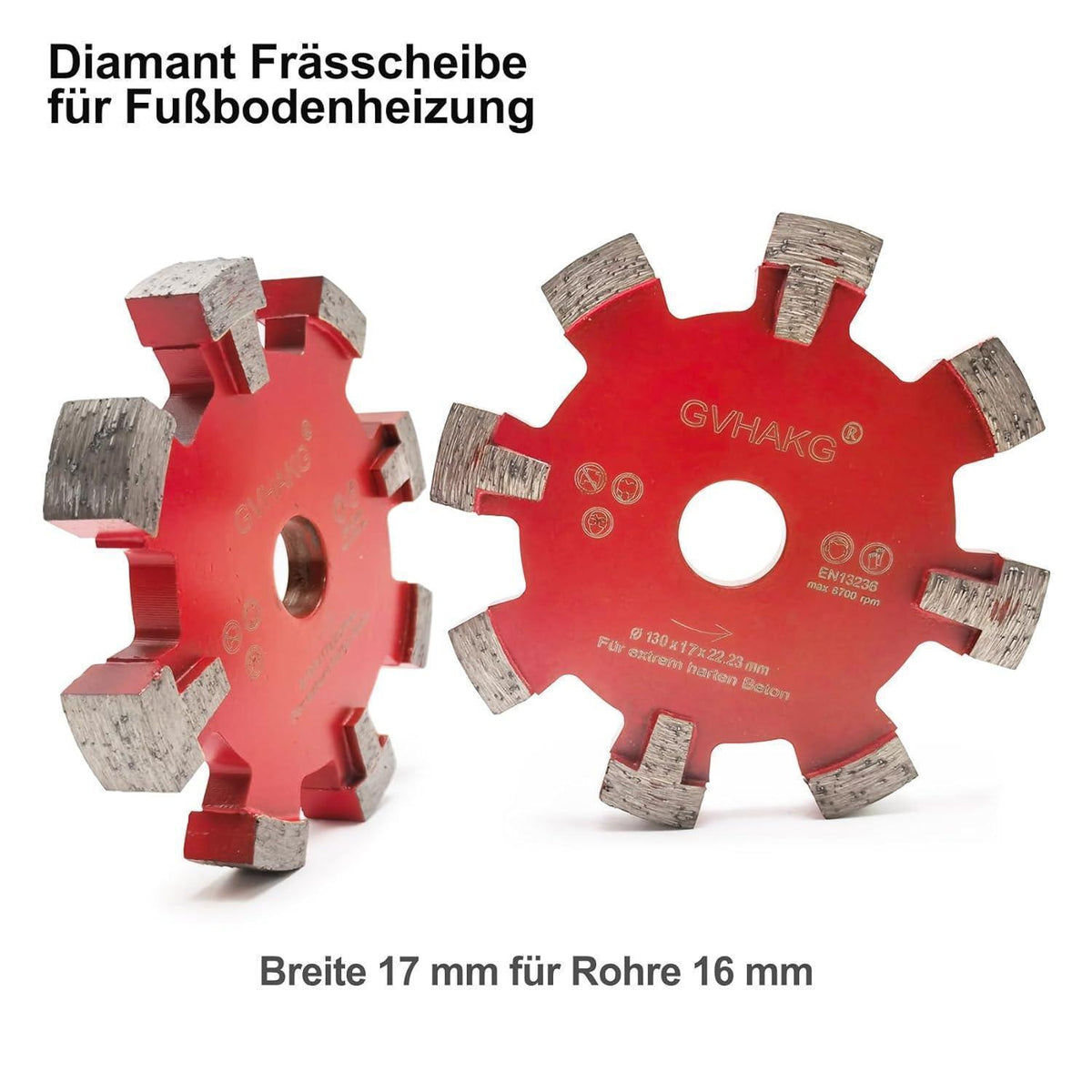 Diamant Frässcheibe 130mm für Fußbodenheizung, 17mm Nutbreite