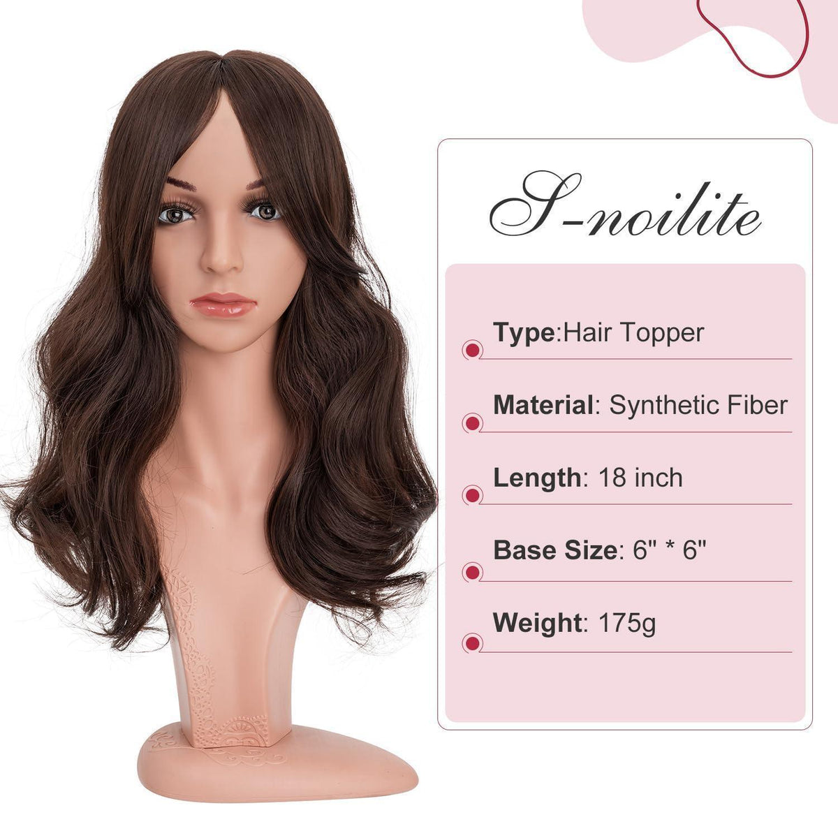 Haartopper mit Fransen, Auburn Braun, 45cm, Volumengeber