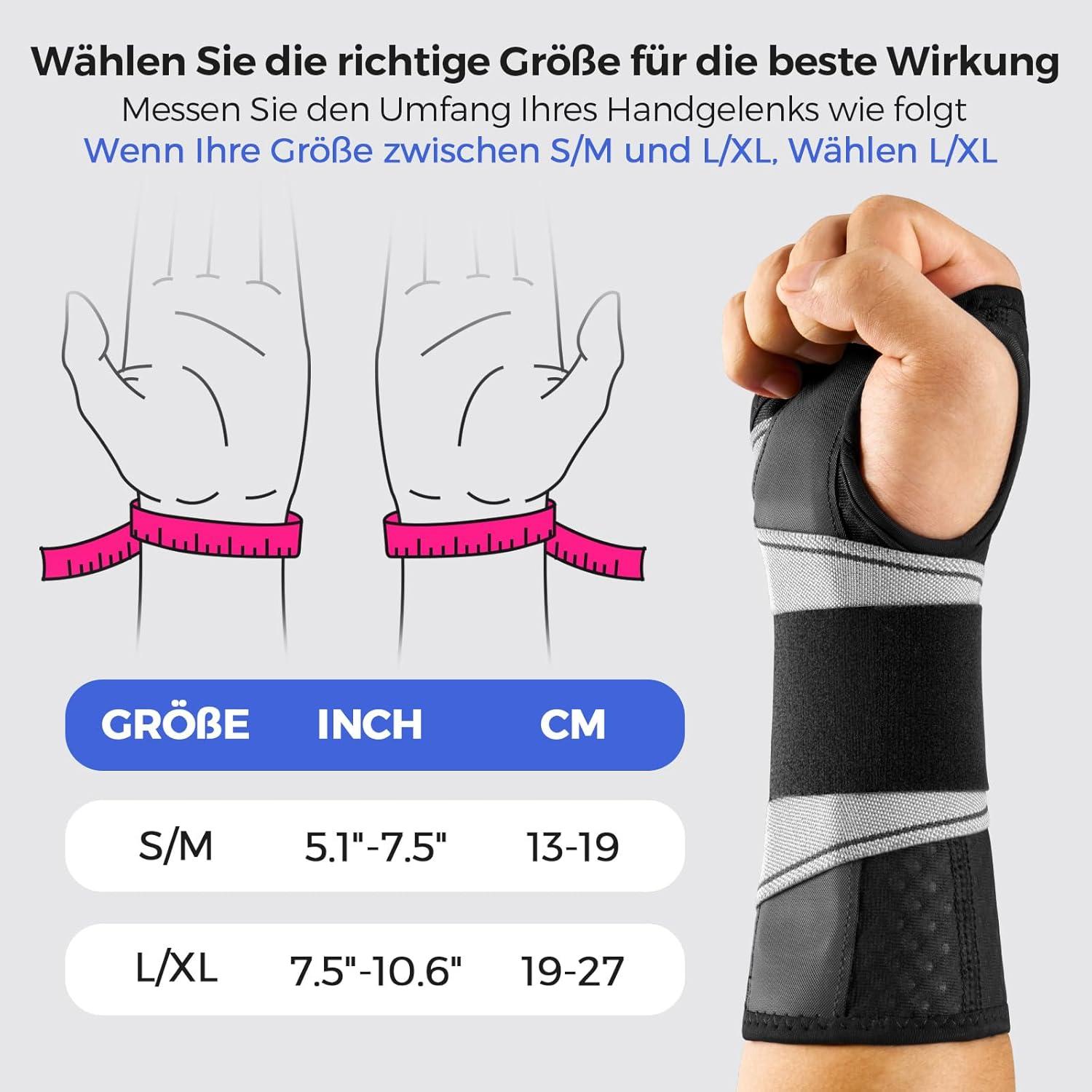 Leicht-Passform Handgelenkstütze mit Bionisch Karpaltunnel Schiene für