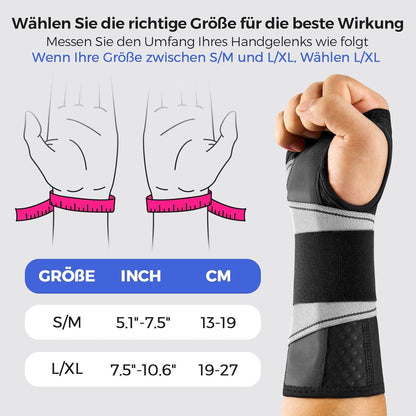 Leicht-Passform Handgelenkstütze mit Bionisch Karpaltunnel Schiene für