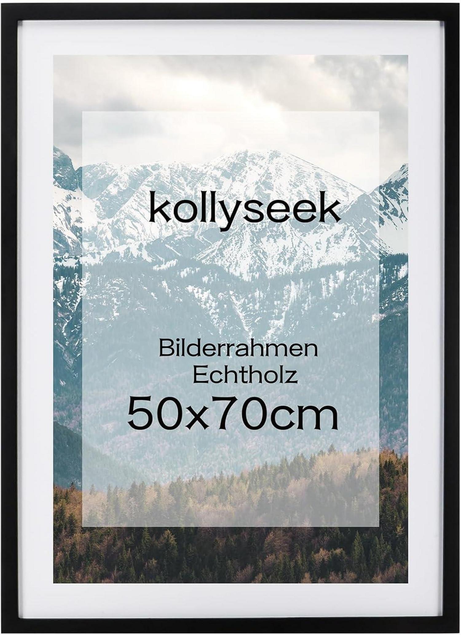 Bilderrahmen Schwarz Echtholz 50x70cm Acrylglas Fotorahmen