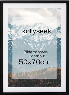Bilderrahmen Schwarz Echtholz 50x70cm Acrylglas Fotorahmen