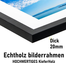 Bilderrahmen 50x70cm Schwarz Echtholz Passepartout Acrylglas