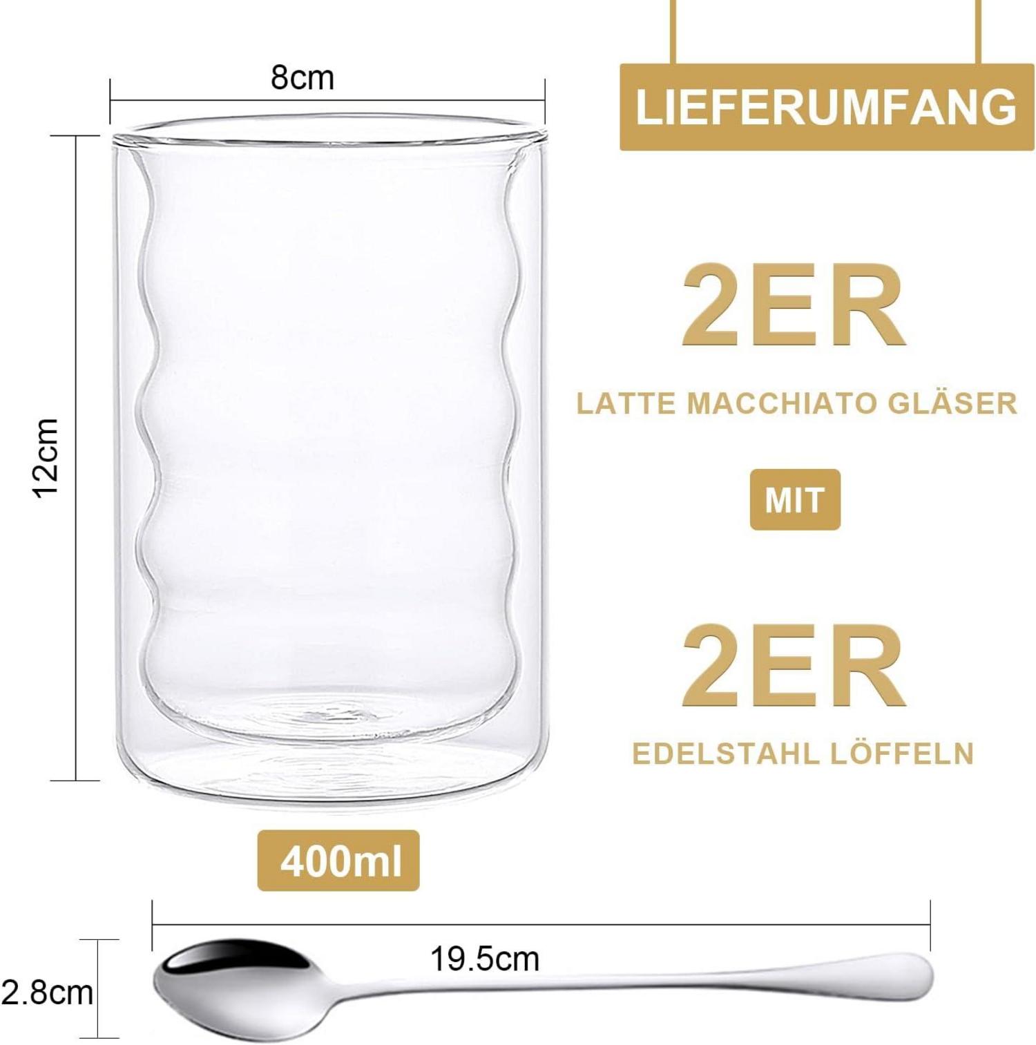 Doppelwandige Latte Macchiato Gläser 400ml Set
