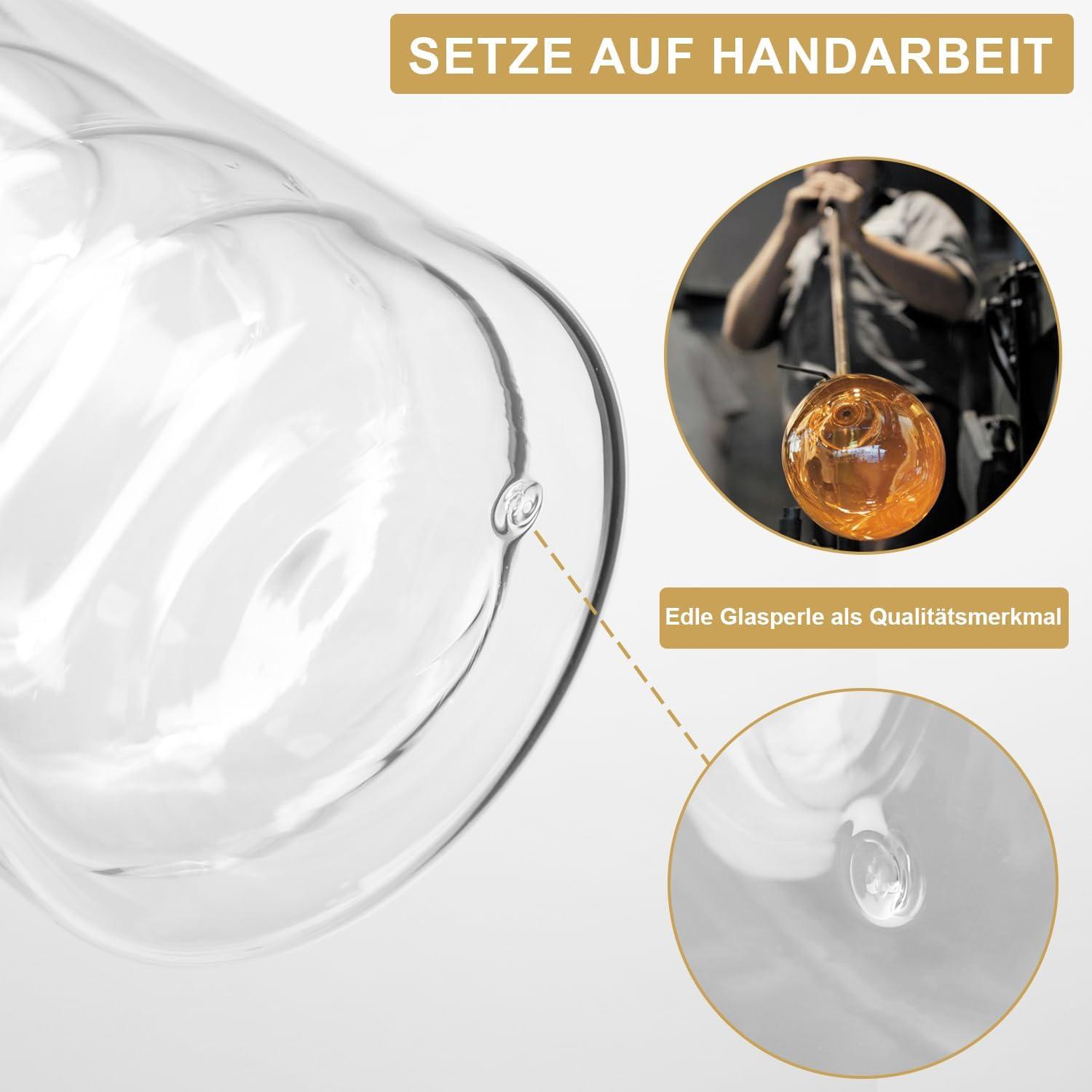 Doppelwandige Latte Macchiato Gläser 400ml, 2er Set Borosilikatglas mit Löffeln