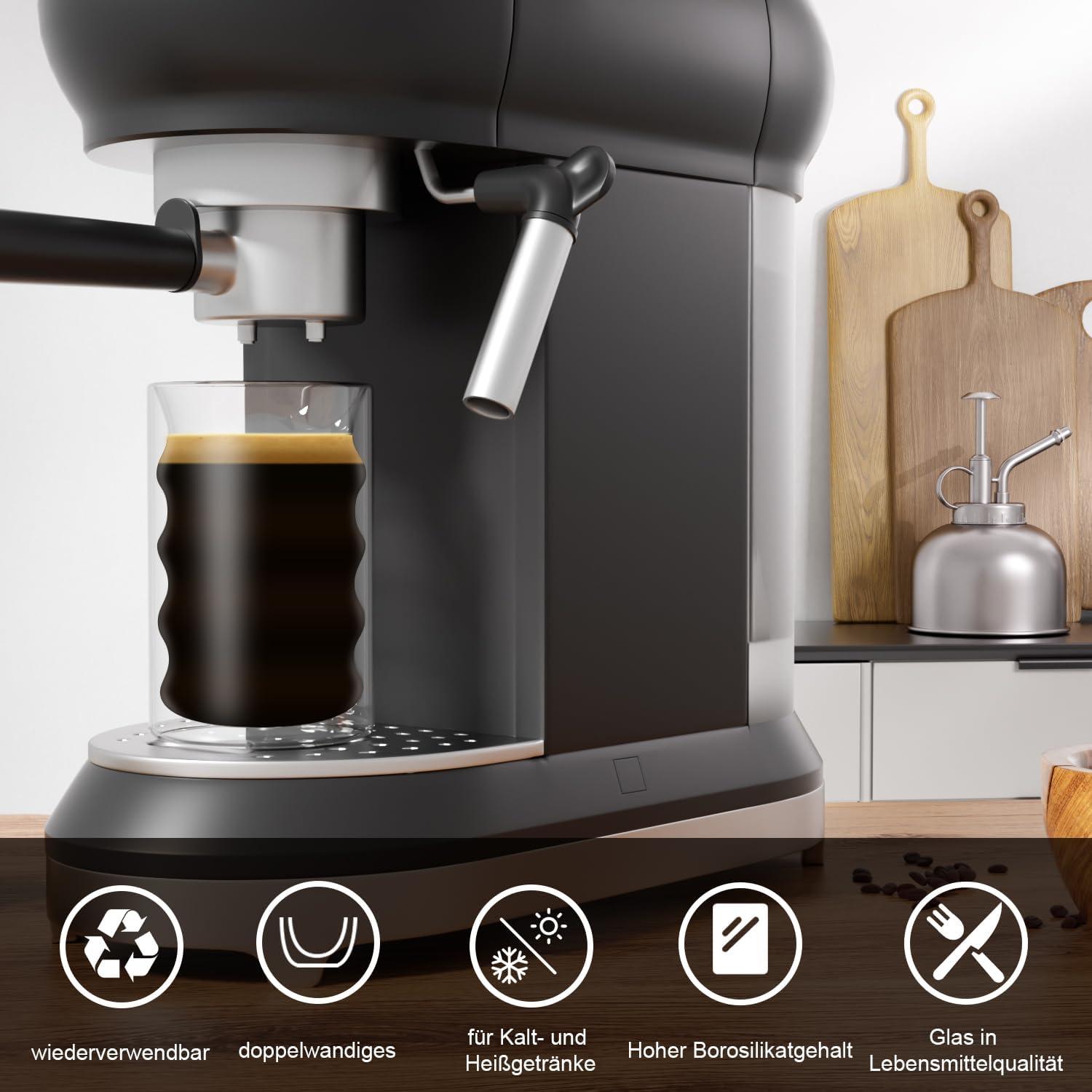 Doppelwandige Latte Macchiato Gläser 400ml, 2er Set Borosilikatglas