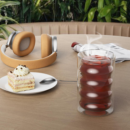 Doppelwandige Latte Macchiato Gläser 400ml 2er Set Borosilikatglas Löffeln