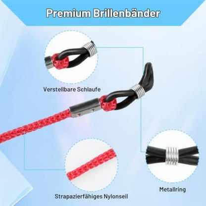 12er Set Nylon Brillenbänder – Bunt & Verstellbar