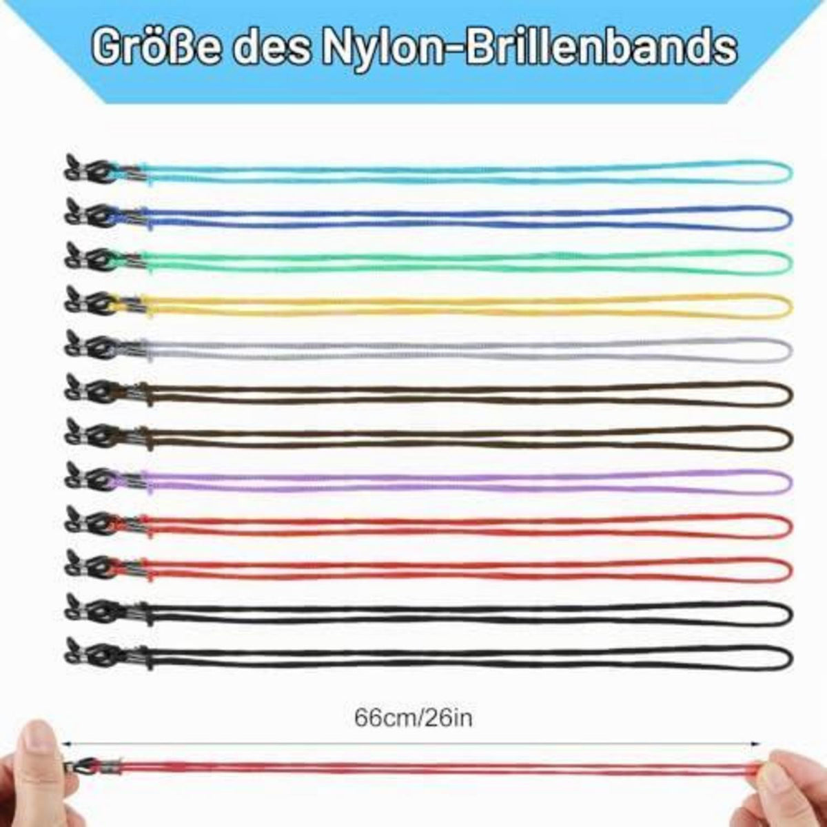 12er Set Nylon Brillenbänder – Bunt & Verstellbar