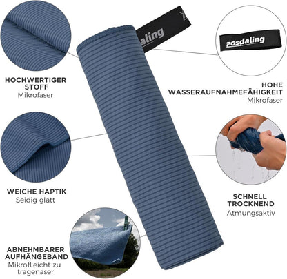 Mikrofaser Handtuch Set: Groß 160×80cm & 2 Klein 80×40cm - Marineblau