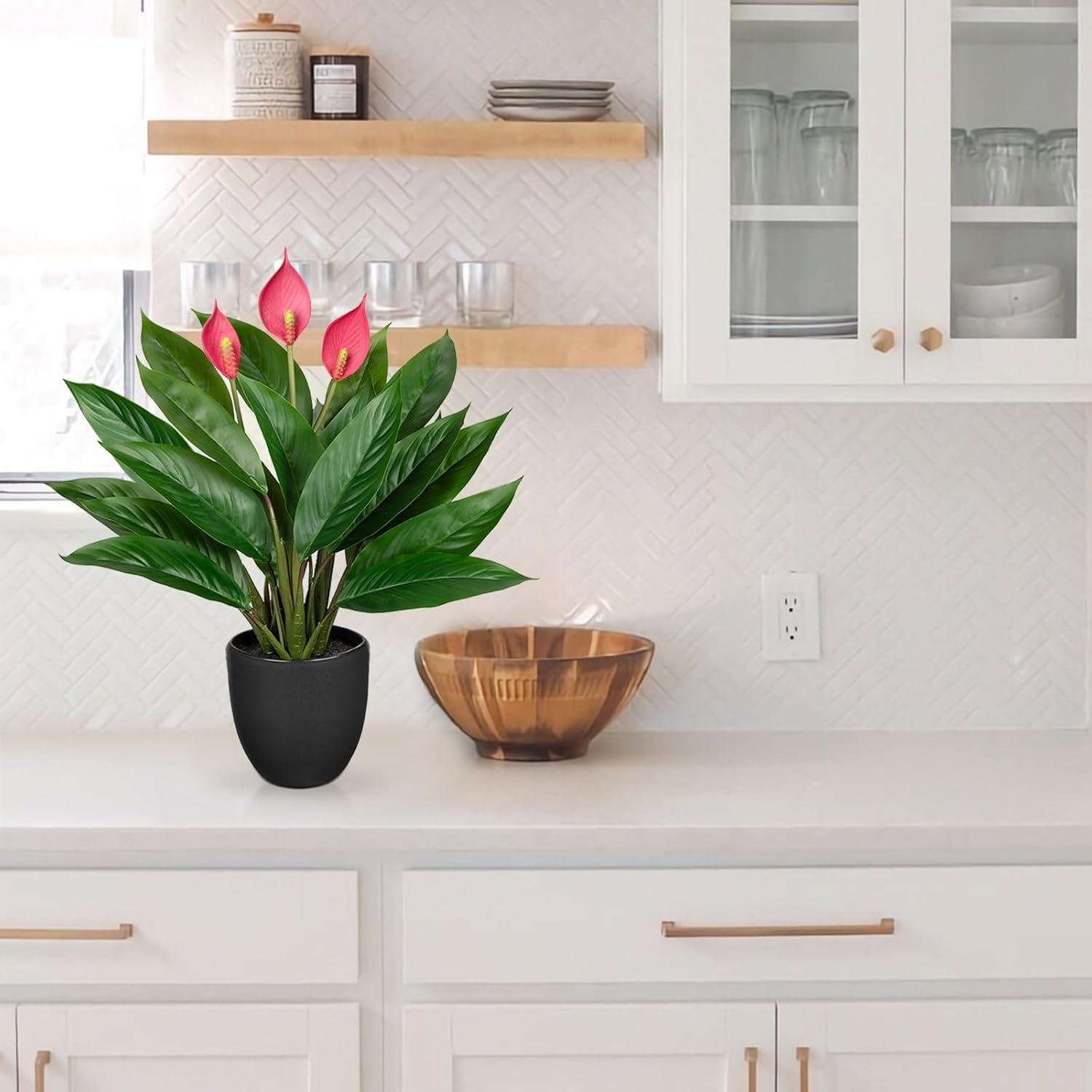 Künstliche Calathea Kunstpflanze grün 43cm Deko Polyester Blätter