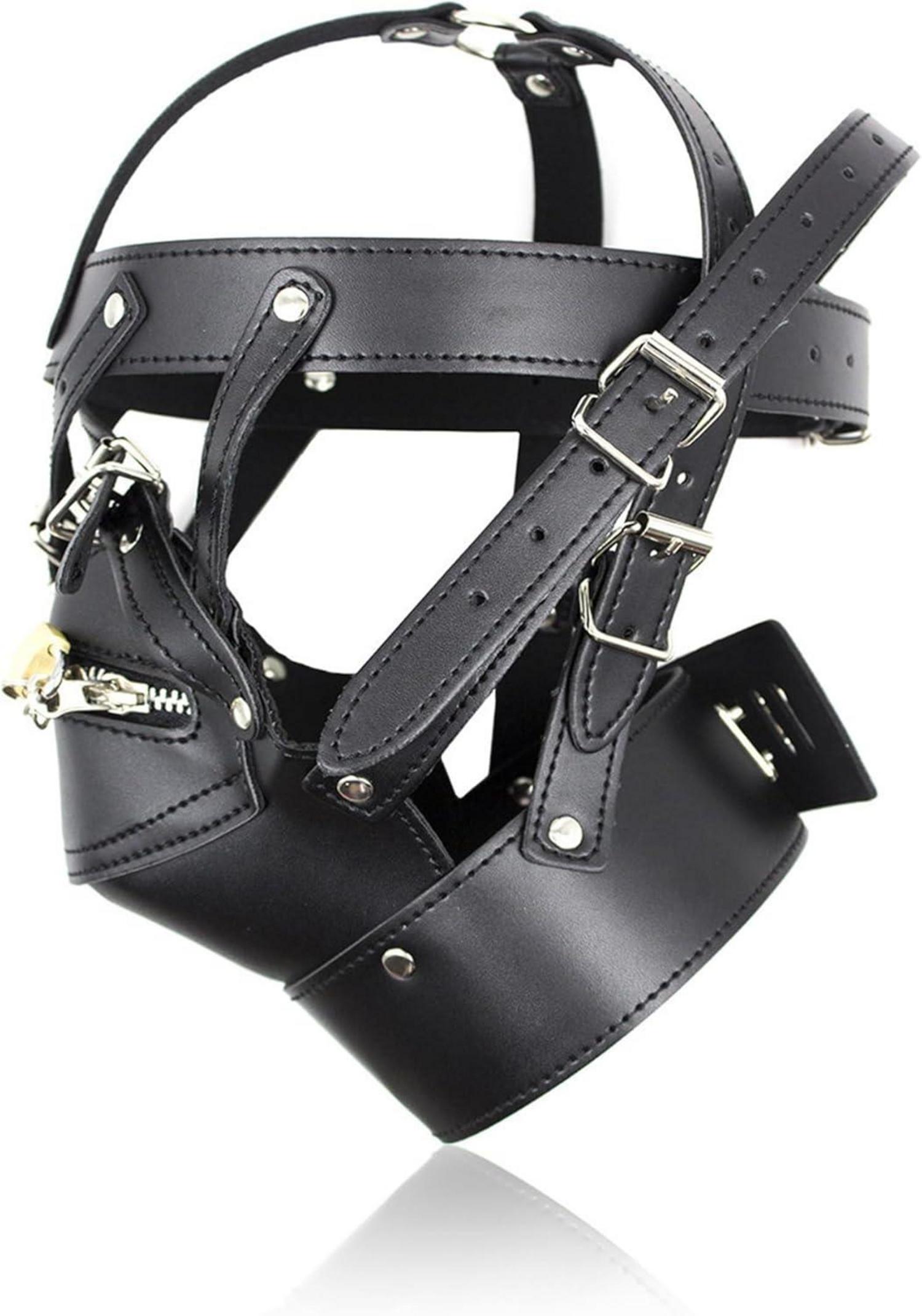 Sexmaske mit Reißverschluss, Abschließbar, BDSM Fetisch, Verstellbare