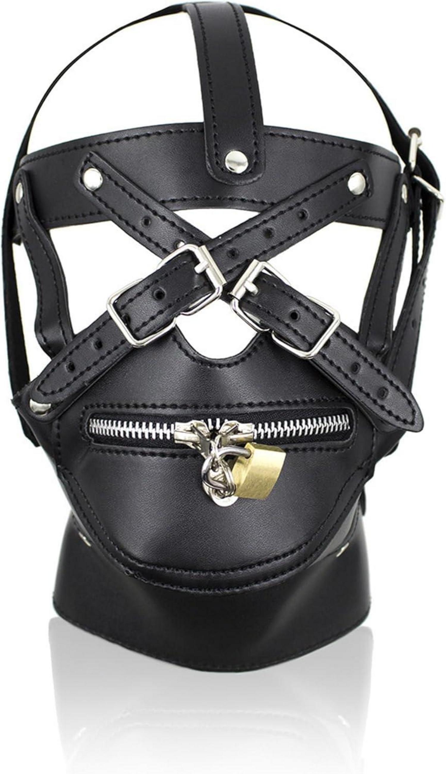 TUYMNI BDSM Maske Reißverschluss Abschließbar Leder