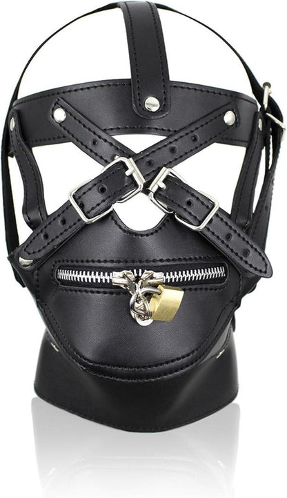 TUYMNI BDSM Maske Reißverschluss Abschließbar Leder