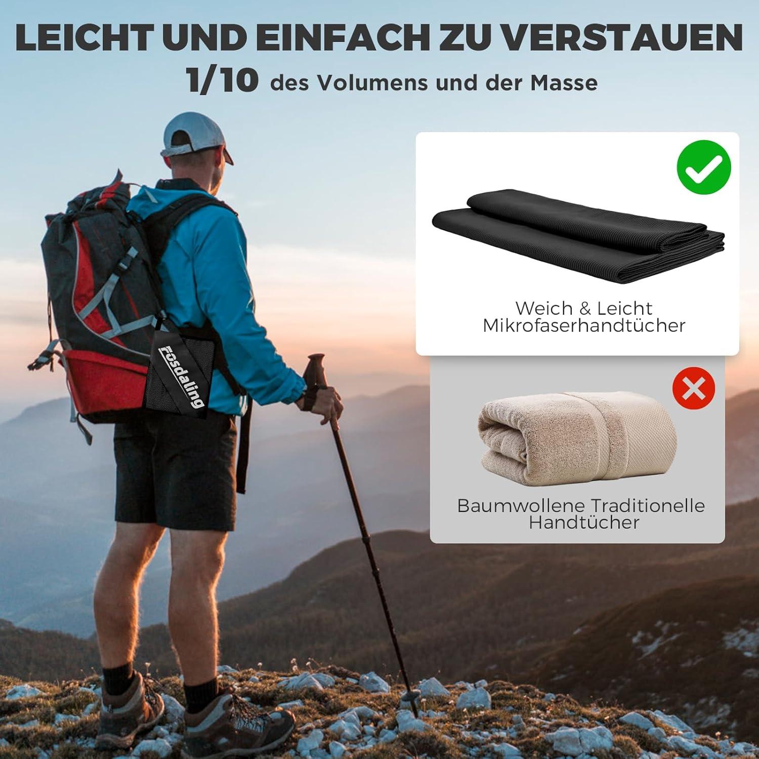 3er Set Mikrofaser Handtuch: Groß 160x80cm & 2 Klein