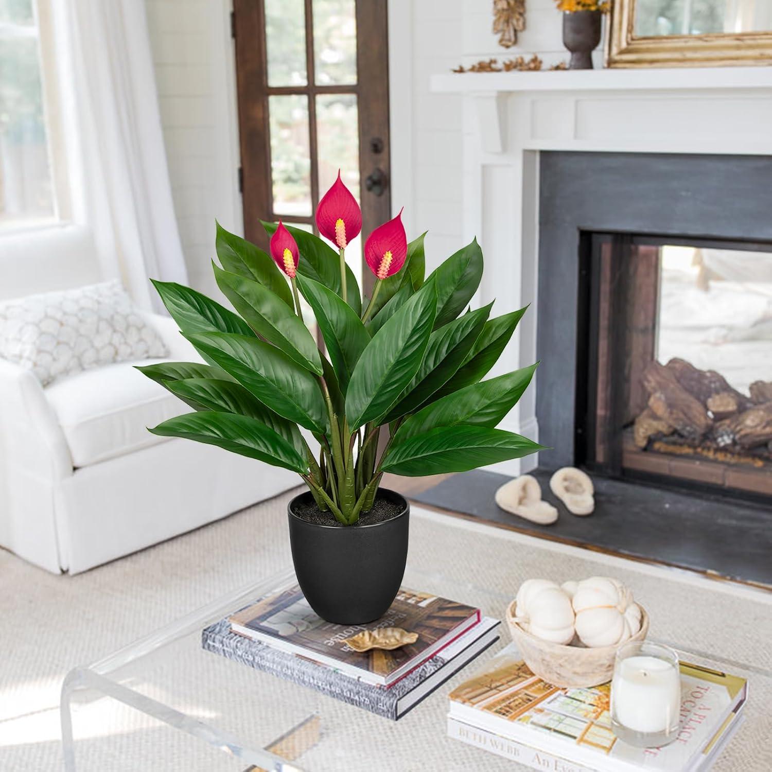 Künstliche Calathea Dekopflanze 43cm Grünpflanze im Kunststofftopf