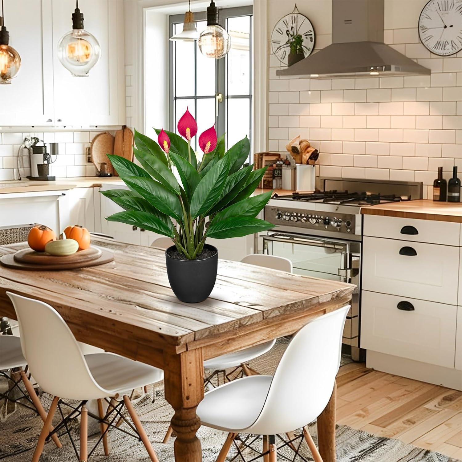 Künstliche Calathea Kunstpflanze 43cm Grün Buschig Deko im Kunststofftopf