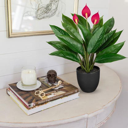 Künstliche Calathea Pflanze 22 Blätter Dekoration Kunststofftopf Grün 43cm