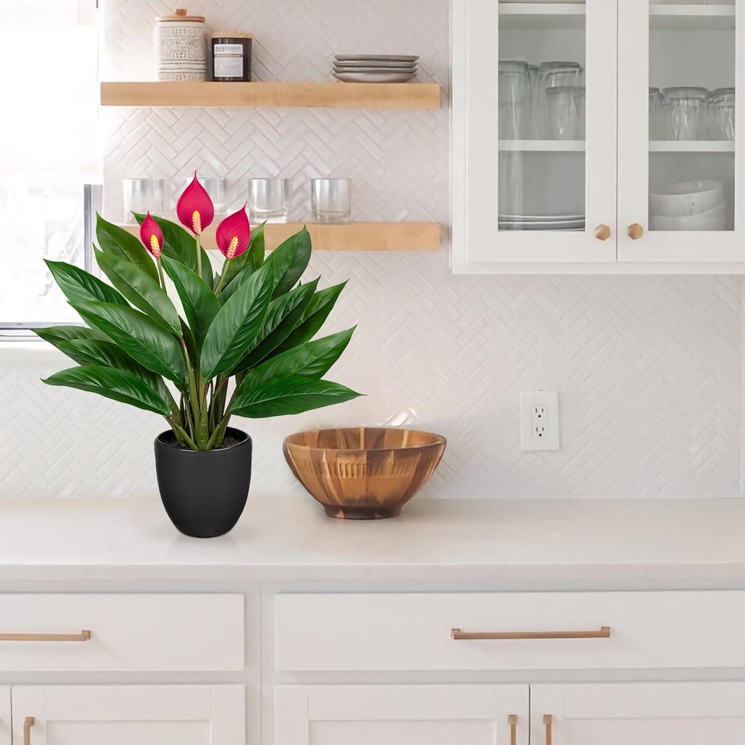 Künstliche Calathea Dekopflanze 43cm Kunstpflanze Grün 22 Blätter