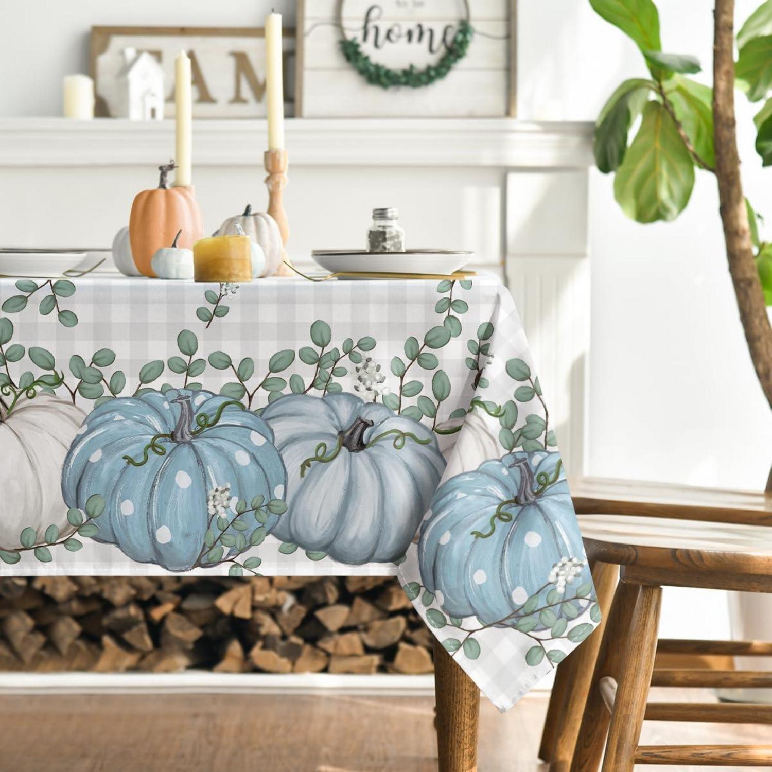 Büffelkarierte Blaue Herbst Tischdecke 140x220 cm für Küche & Party