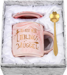 Lustige Marmor Kaffeetasse mit Spruch Geschenkbox 400ml