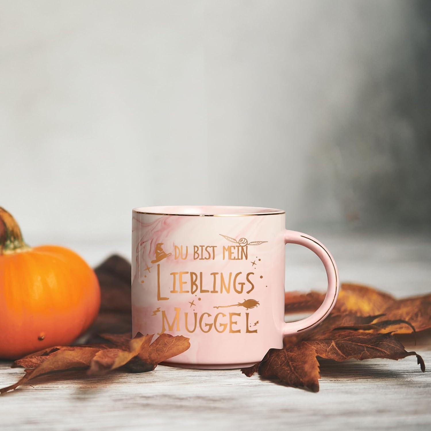 Lustige Marmor Kaffeetasse mit Spruch Geschenkbox 400ml