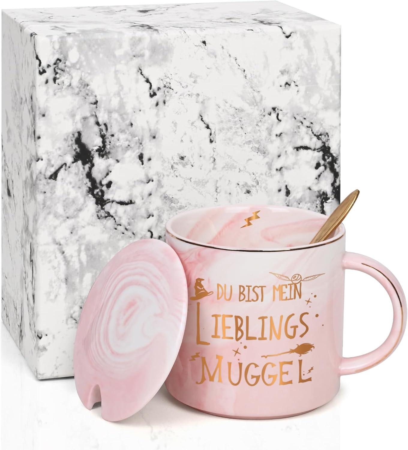 Joymaking Lustige Geschenk Tasse mit Spruch - Du bist mein Lieblings Muggel Weihnachten Geschenkidee 400ml Rosa