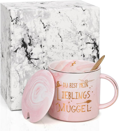 Joymaking Lustige Geschenk Tasse mit Spruch - Du bist mein Lieblings Muggel Weihnachten Geschenkidee 400ml Rosa