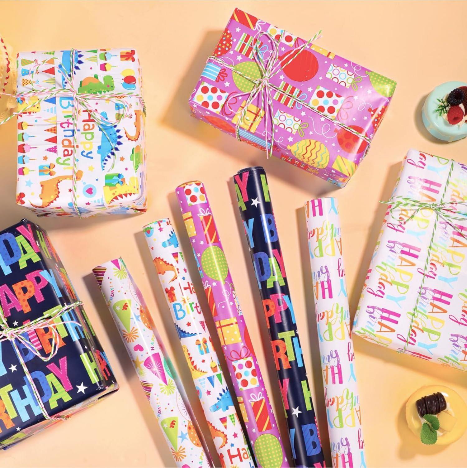 Geschenkpapier Set Kindergeburtstag Dinosaurier 5 Rollen 43cmx3m