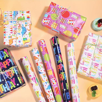 Geschenkpapier Set Kindergeburtstag Dinosaurier 5 Rollen 43cmx3m