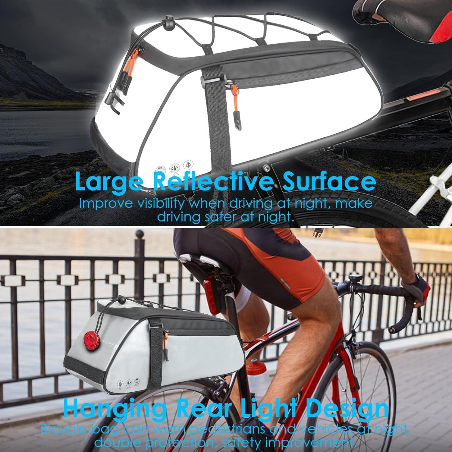 Fahrrad Gepäckträgertasche 10L Wasserdicht Reflektierend Saddle Bag Grau