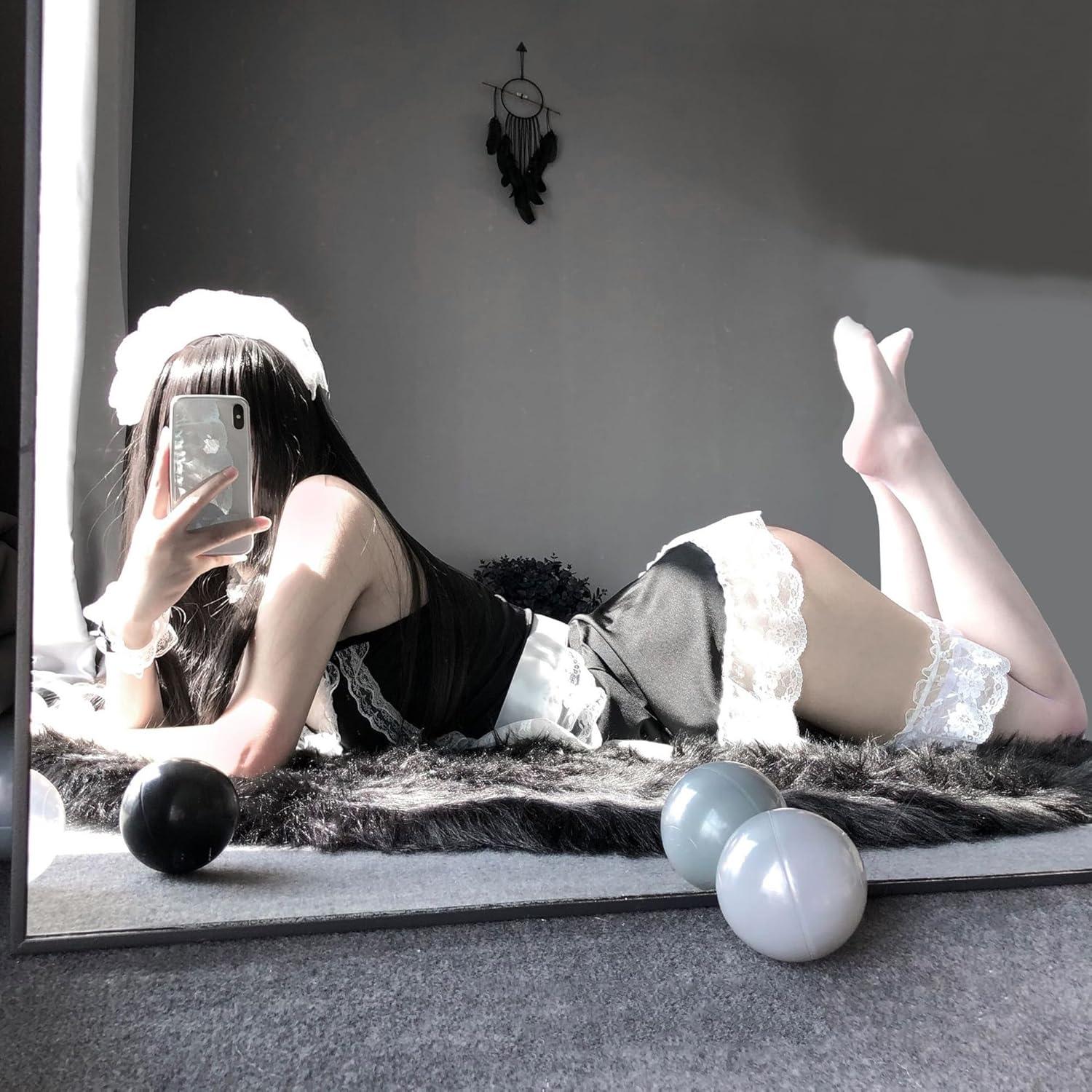 TUYMNI Halloween Dienstmädchen Kostüm Maid Outfit mit Zubehör