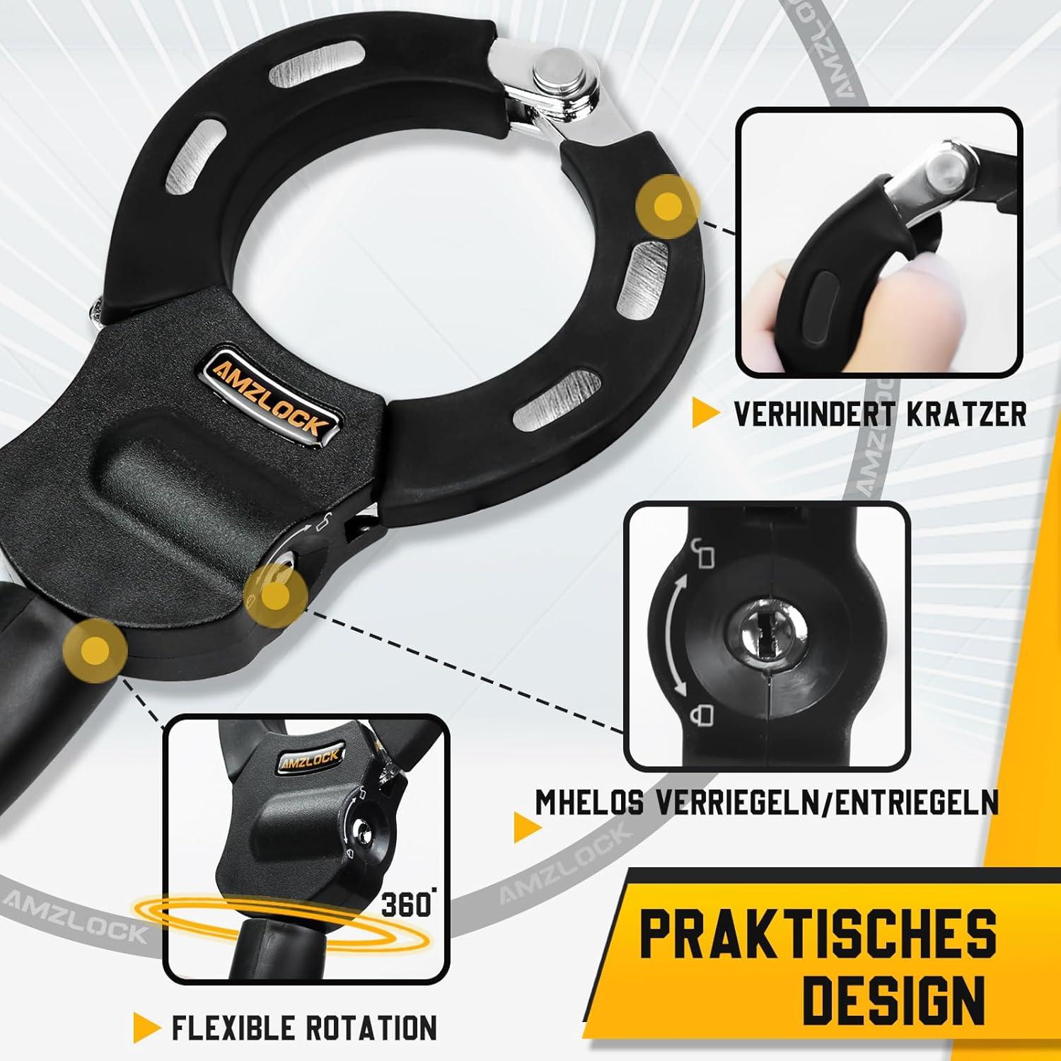 E Scooter Schloss 8mm Dicke Kettenschloss Gelb für Elektroscooter