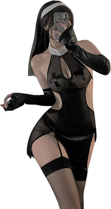 Sexy Nonne Cosplay Dessous Halloween Kostüm Damen Bodysuit Uniform