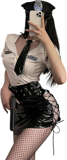 Damen Sexy Polizei Kostüm 7-teilig Set Party Fasching