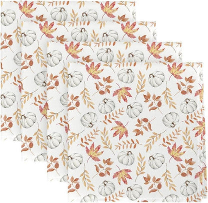 Stoffservietten Herbst Kürbisse Blätter Set 4er, 45x45cm