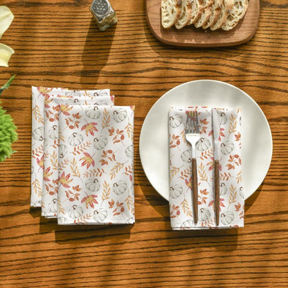 Herbst Stoffservietten 4er Set 45x45cm Orange Kürbisse