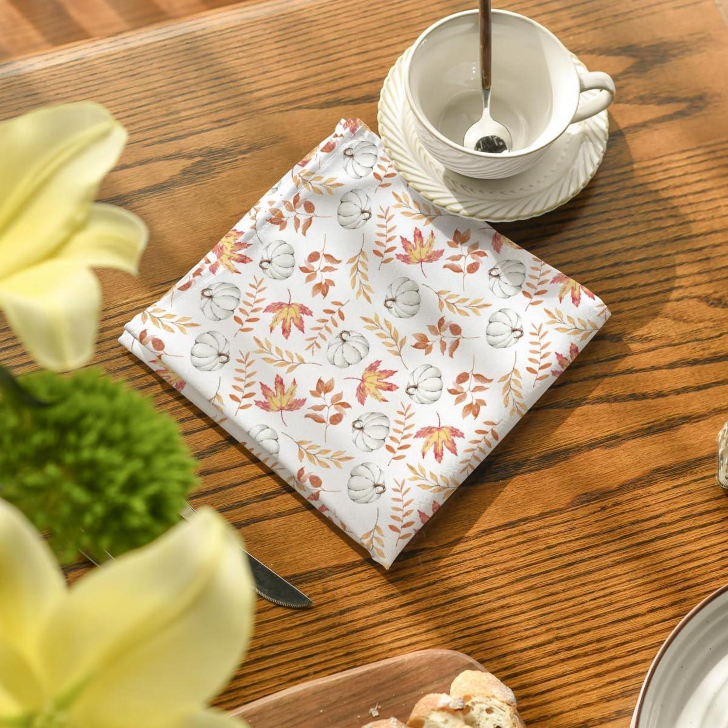 Artoid Orange Kürbisblätter Herbst Stoffservietten Set 45x45cm - 4-teilig