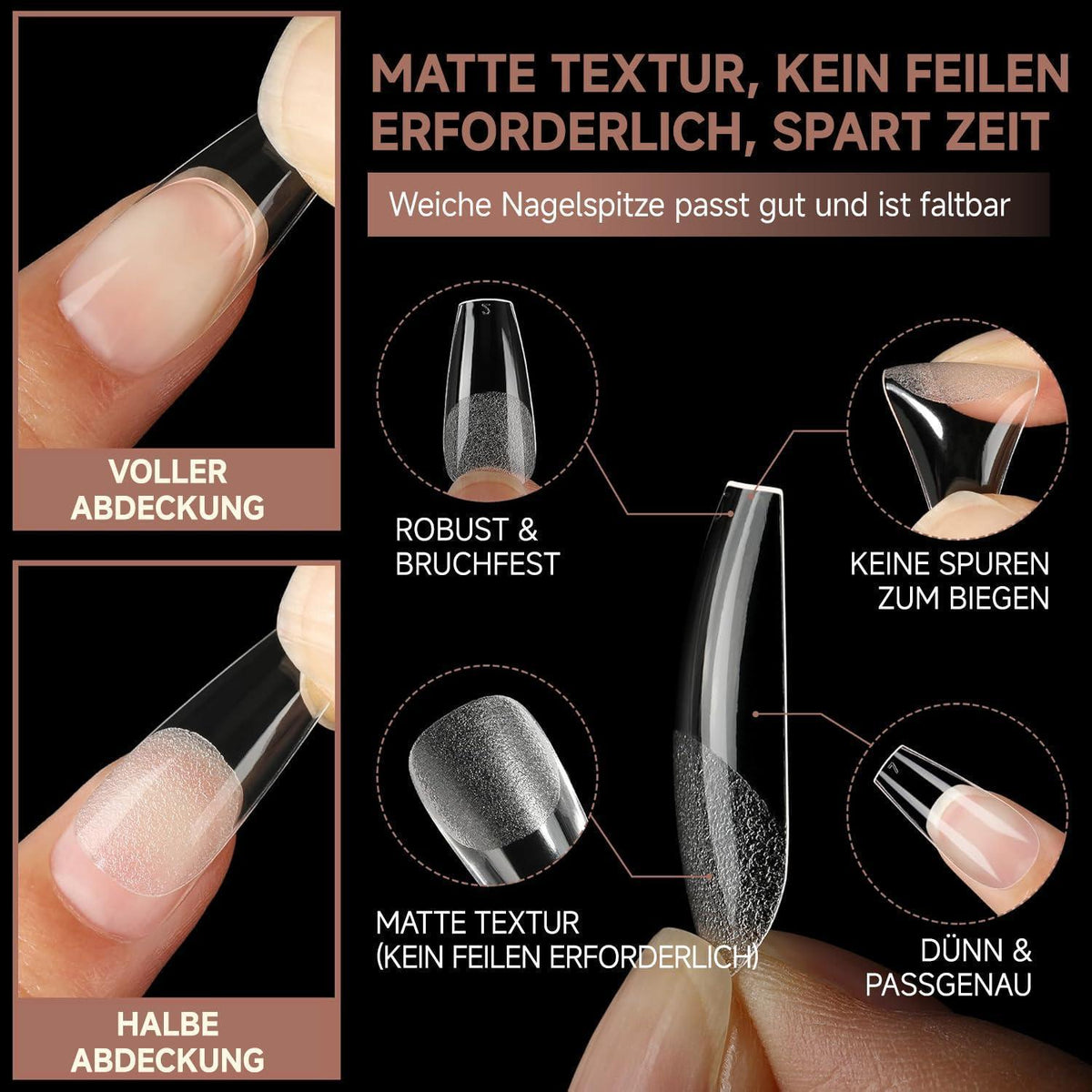 Ballerina Nageltips 216 Stück – Gel Nägel Verlängerung Set