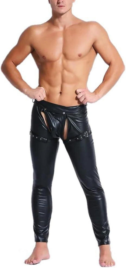 Herren Wetlook Skinny Lack Leder Leggings Pants XL BDSM fetisch