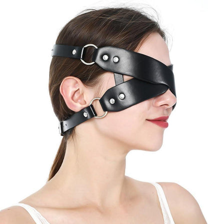 Augenmaske BDSM SM Fetisch Bondage Maske Schwarz PU Leder Erotik Bondage Maske