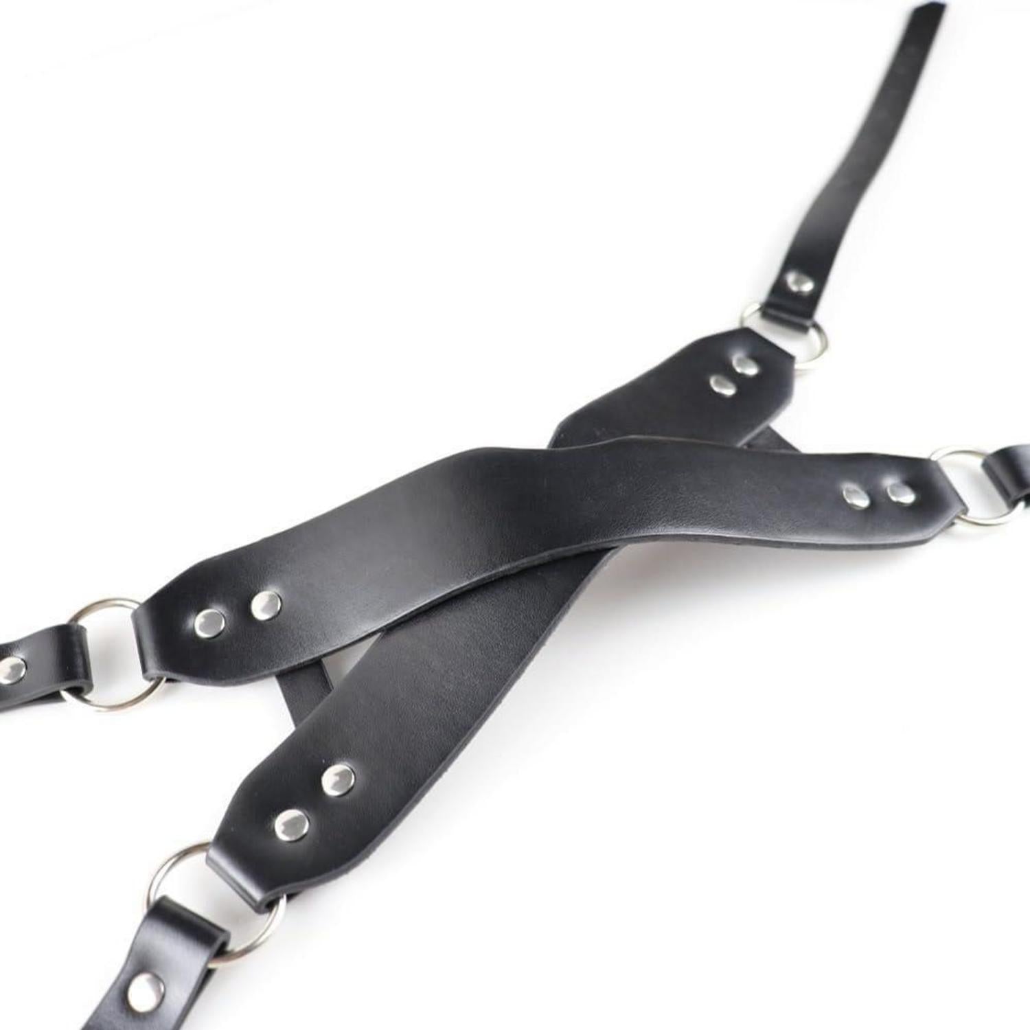 BDSM Augenmaske PU Leder Gekreuzte SM Sexy Blindfold Schwarz