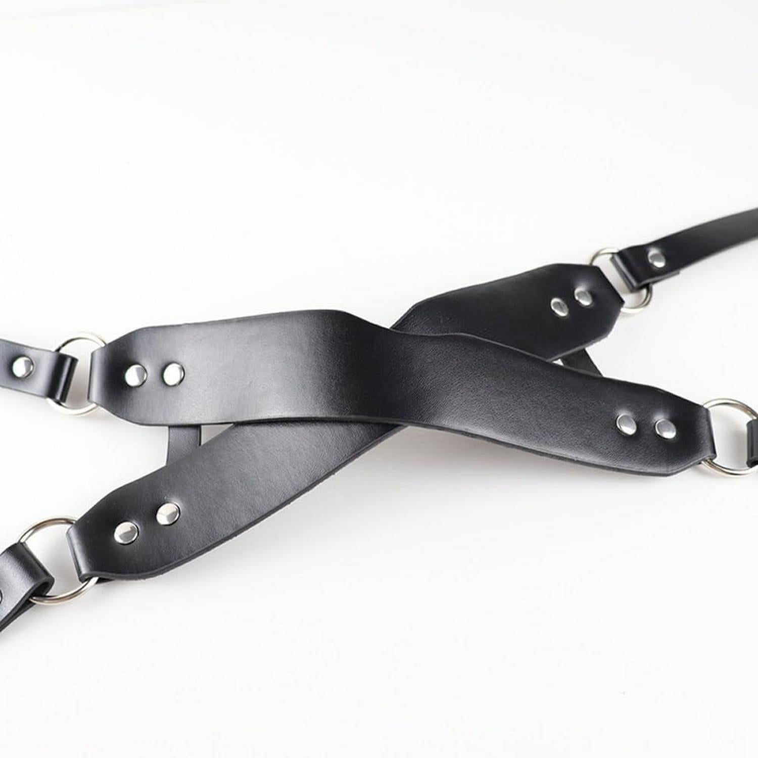 BDSM Augenmaske Gekreuzt PU Leder SM Fetisch Bondage Schwarz