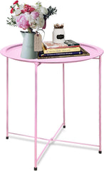 Runder Kleiner Wohnzimmer Beistelltisch Metall Rosa