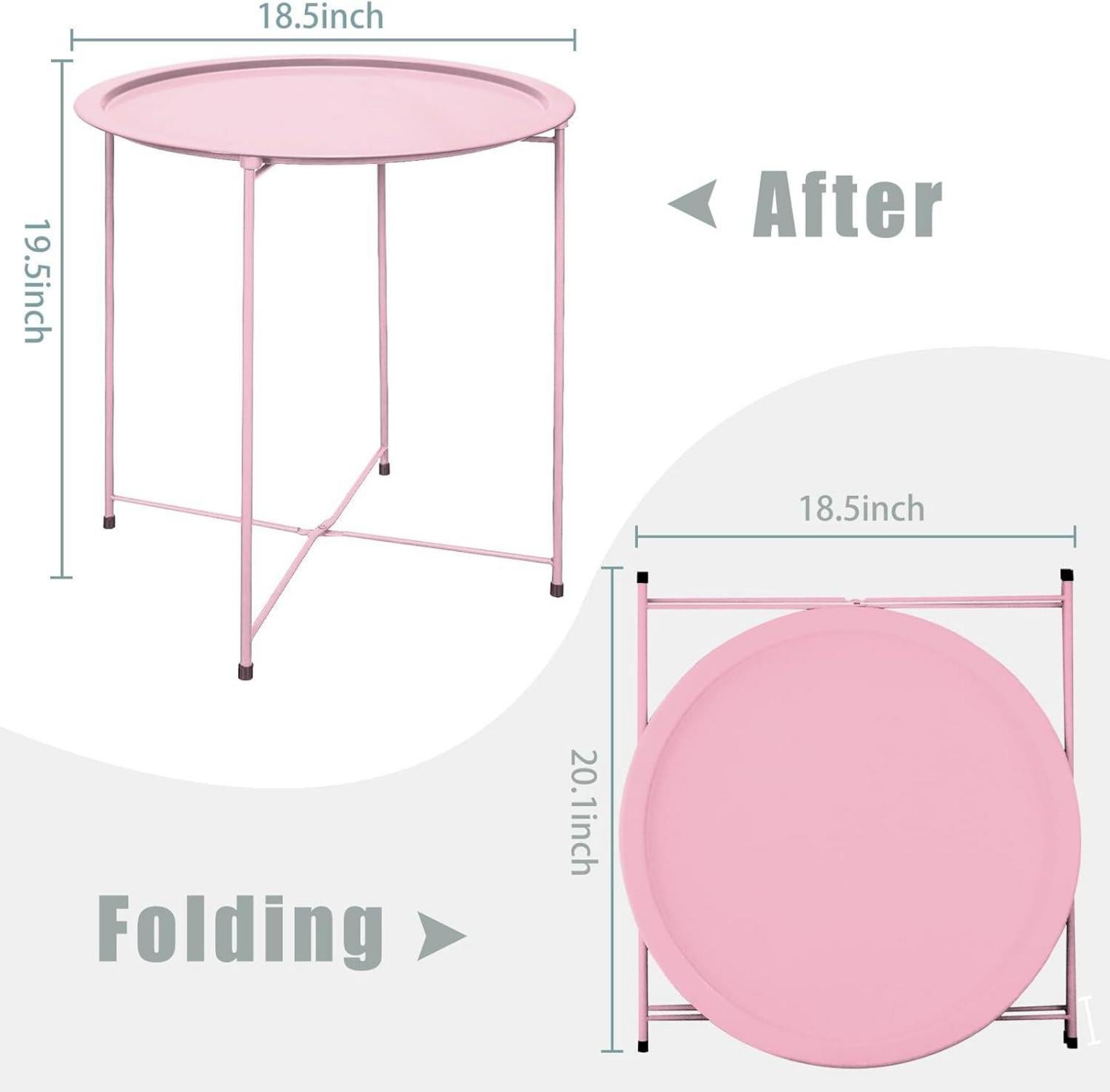Runder Kleiner Wohnzimmer Beistelltisch Metall Rosa