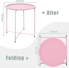 Runder Kleiner Wohnzimmer Beistelltisch Metall Rosa