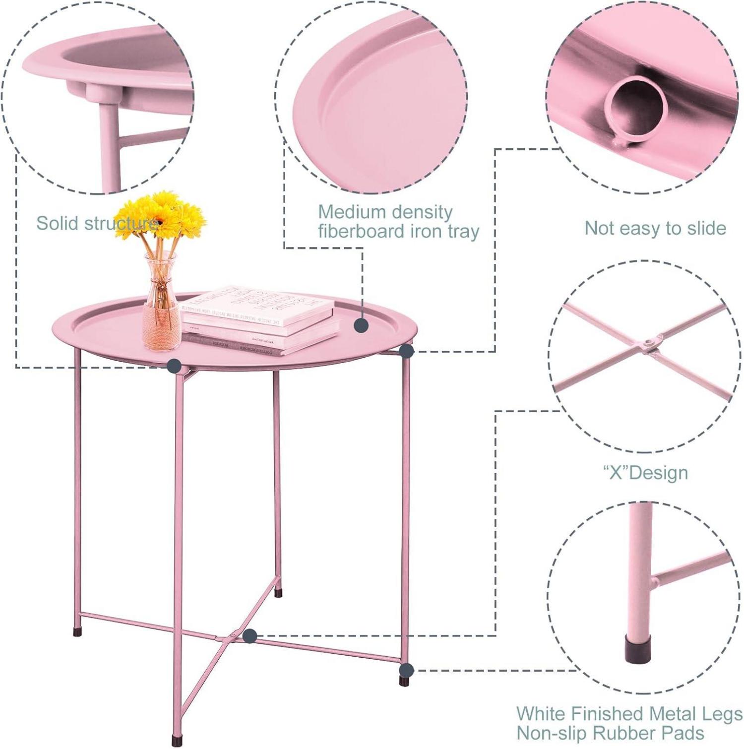 Runder Beistelltisch Metall Rosa Stauraum modern Wohnzimmer Schlafzimmer