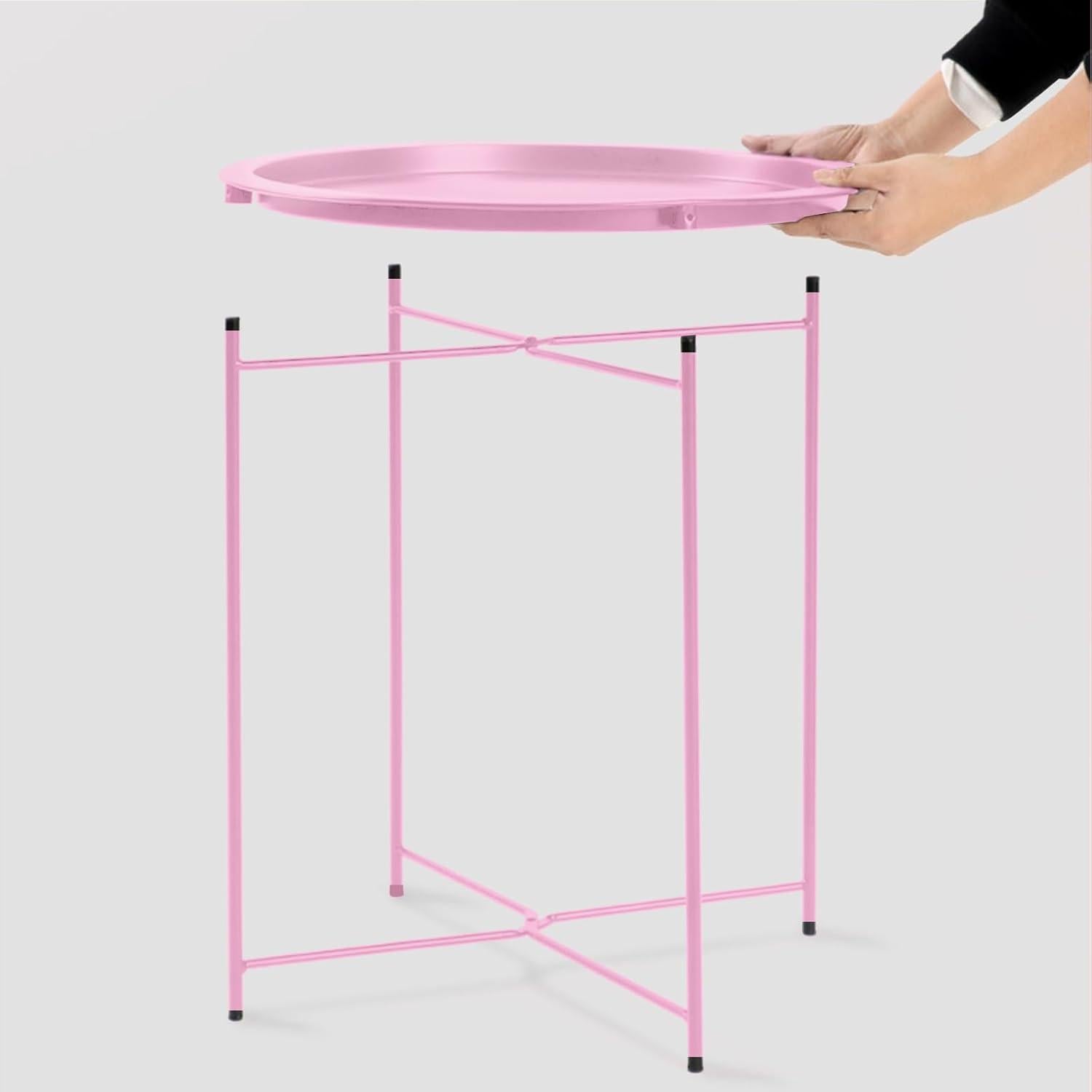 Runder Beistelltisch Metall Rosa Stauraum modern Wohnzimmer Schlafzimmer